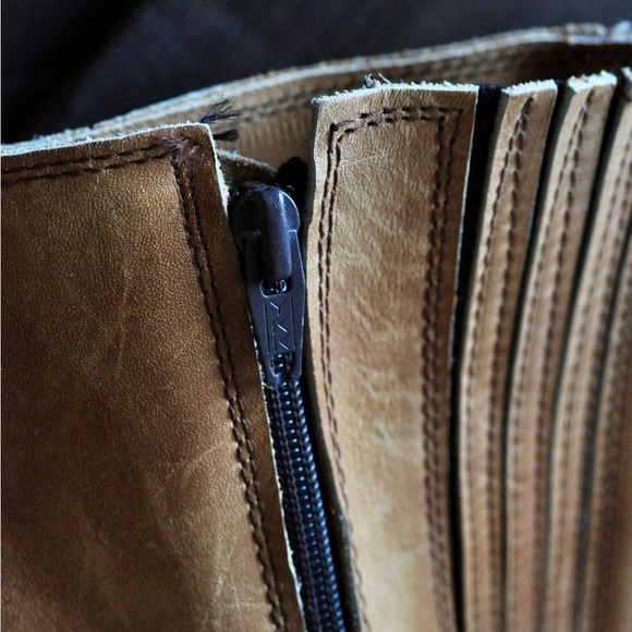 Vintage 70s frye banana leather campus boots zip up square toe - Picture 4 of 8